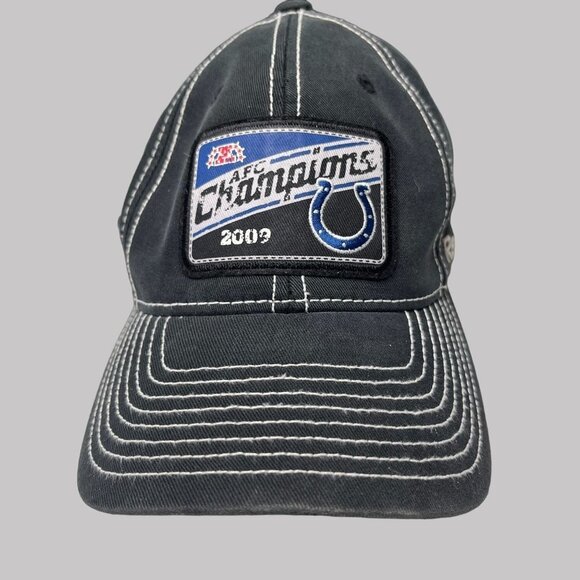 NFL AFC Champions 2009 Hat Cap Adult OSFA Flexfit Fitted Indianapolis Colts Mens - Picture 1 of 9